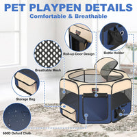 Aivituvin Dog Playpen, Foldable Pet Play Pens with Carrying Bag for Cat, Puppies, Rabbits, Portable - S / BLUE - image 2