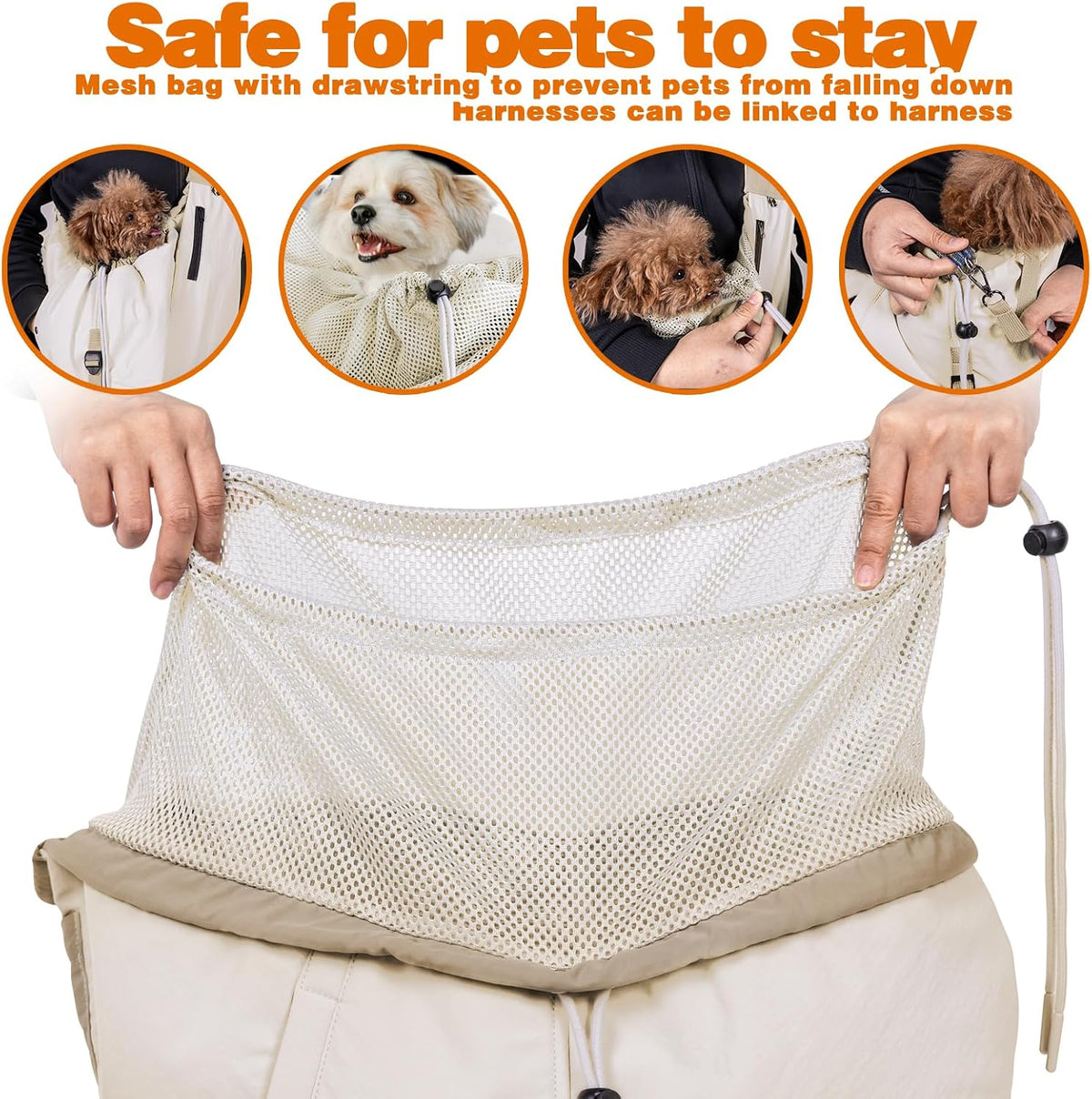 Dog Carrier Sling, Dog Carriers for Small Dogs Up to 20lbs - Beige - image 2