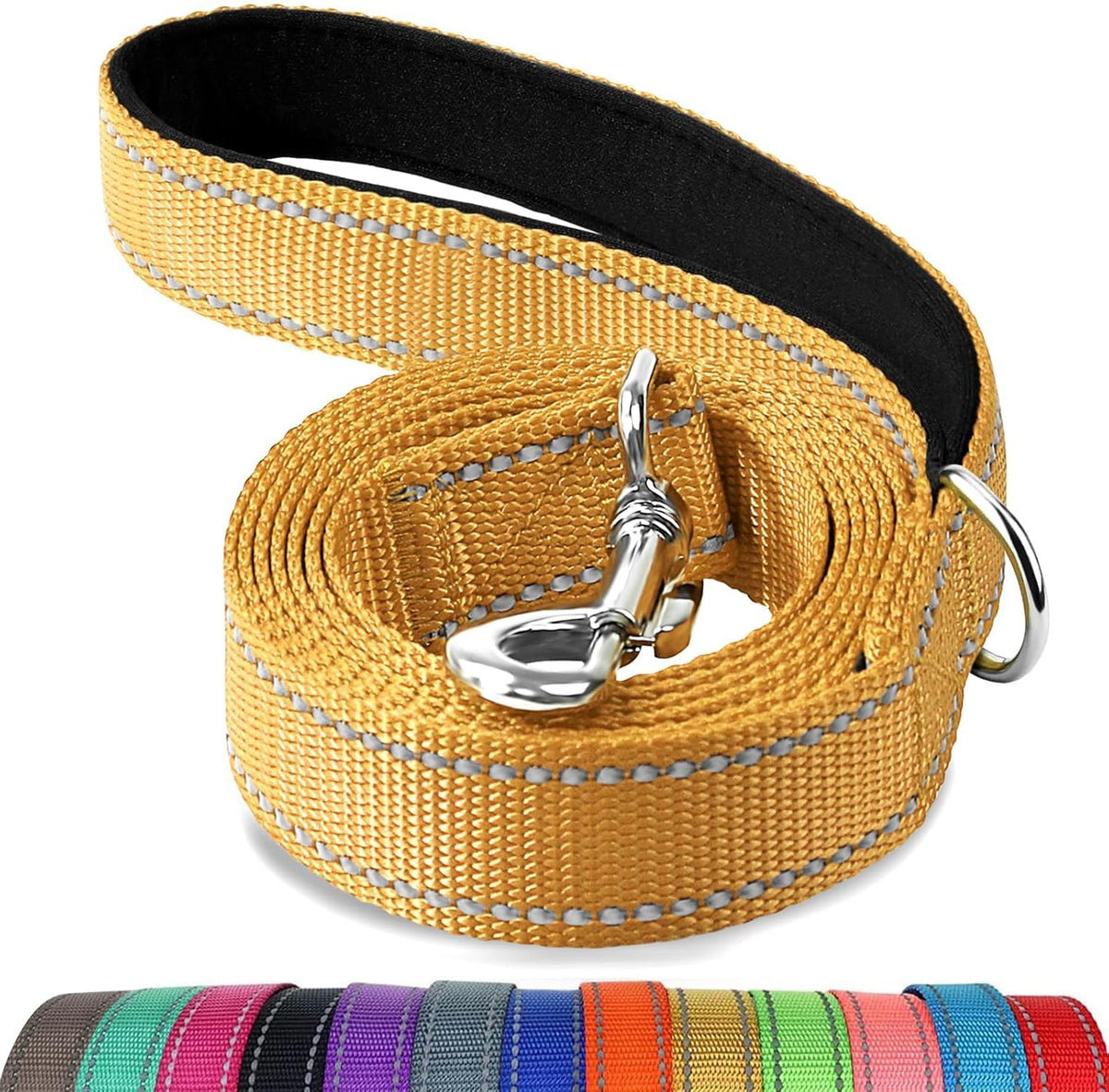 Joytale Reflective Dog Leash for Medium & Large Dogs - 4 ft Narrow / Khaki