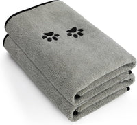 Pet Dog Cat Microfiber Drying Towel Ultra Absorbent Great for Bathing - Grey / 20" x 35"