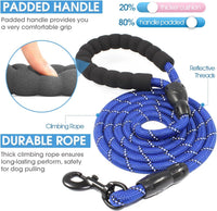 2/4/5/6 FT Dog Leash with Comfortable Padded Handle and Highly - 1/2'' x 5 FT / Navy Blue - image 2
