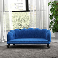 PawHut Velvet Large Dog Couch with Foam Cushion, Soft and Cute Bed with Pearl Design, Sofa for Big and Medium Dogs, Dark Blue