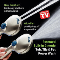 AquaCare High Pressure 10 Spray Mode Filtered Showerhead - Handheld Shower Head Filters Chlorine to Heal Dry Skin, Revive Hair - Dual Power Wash Cleans Tub, Tile, Pets - Hard Water Softener, Nickel