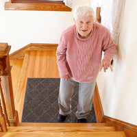 COSY HOMEER Edging Stair Treads Non-Slip Corner Indoor Stair Runners for Wooden Steps,Landing Slip Resistant Stair Rugs for Kids and Dogs, 100% Polyester TPE Backing,Brown,20"X32"