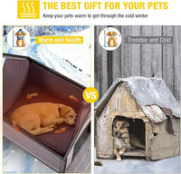 Aivituvin Dog House Outdoor with Metal Frame, Insulated Dog Kennel Outside for Small to Medium Breed, 45" Weatherproof Large Dog Shelter with Anti-Chewing Iron Frame, Grey (45" D x 32.9" W x 32.6" H)