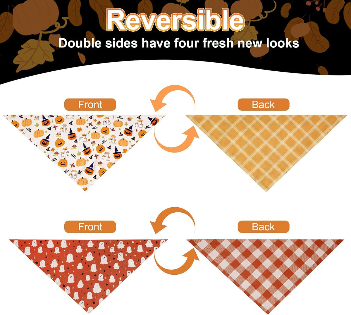 Halloween Dog Bandanas Large 2PCS - Hween-26-Mm Monster / Small - image 3