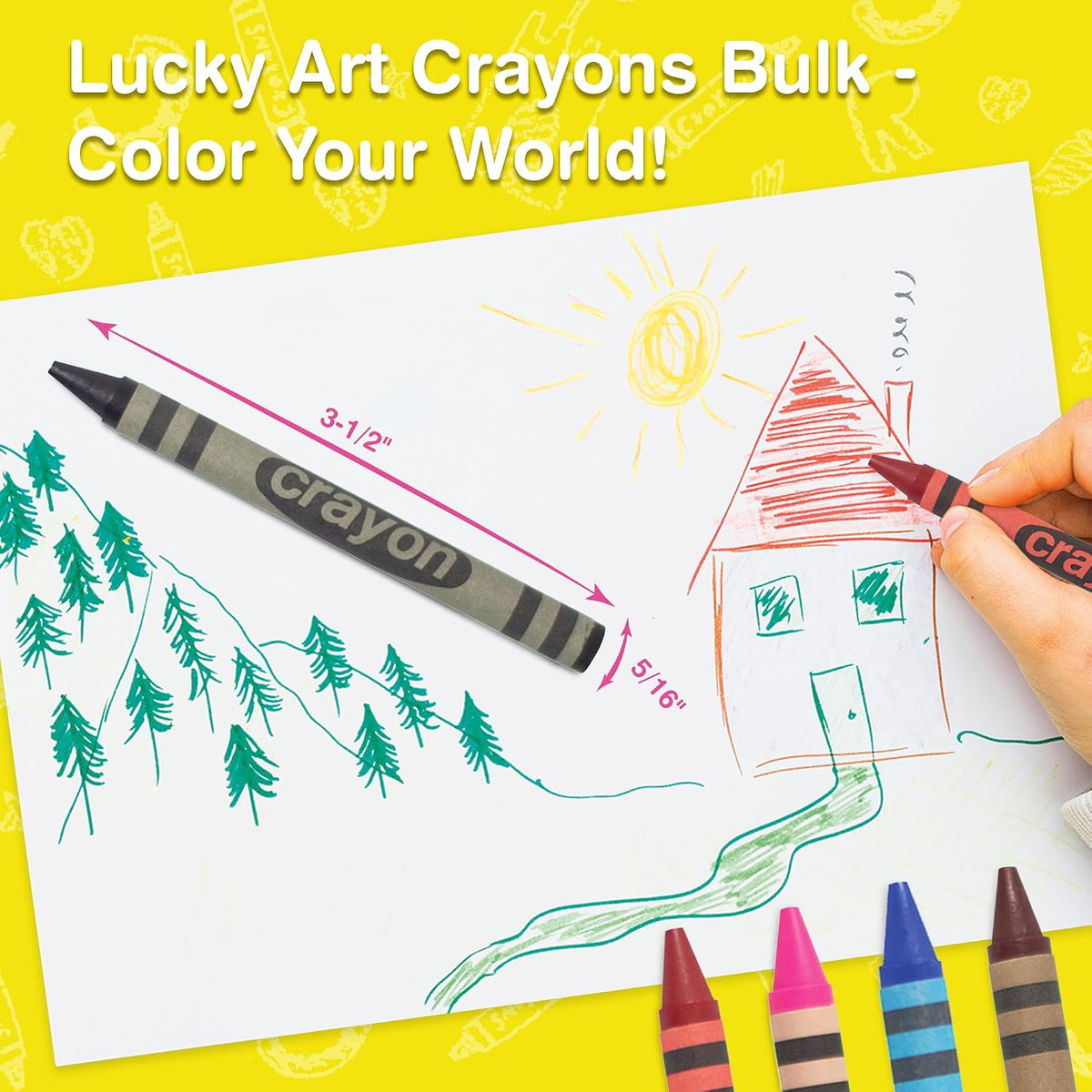 Lucky Art white crayons bulk refill pack, 80 regular size wrapped crayons - view 11