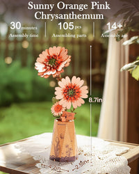 rowood 3D Puzzles for Adults - Orange Gerbera Daisy - image 3