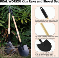 7PCS Kids Gardening Tools, Long Shovel, Rake for Leaves, Spade - 2pcs Rakes & 2pcs Shovels - image 4