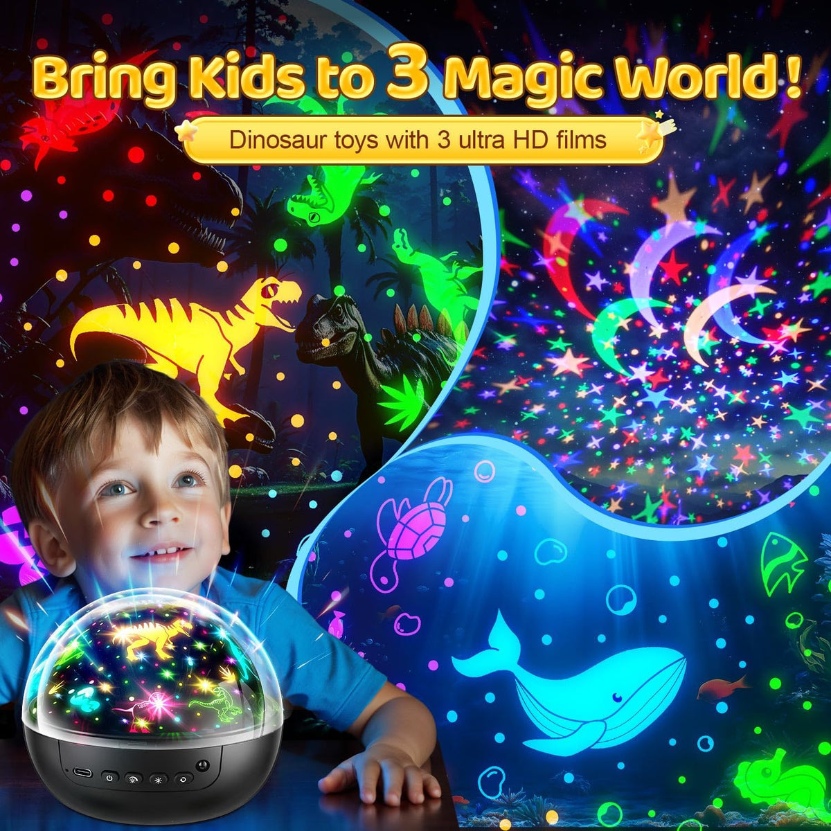 Staryou Dinosaur Toys, Remote+ 3Films+ 93Effects Dinosaur Toys for Kids 3-5 – Fun for Kids & Family - Black - image 3