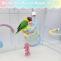 BNOSDM 3 Pcs Bird Rope Perches Gradient Colorful Bendable Climbing Rope Ladders Swings Toy Parakeet Cage Accessories for Parrots, Budgies, Cockatiels, Conures, Lovebirds