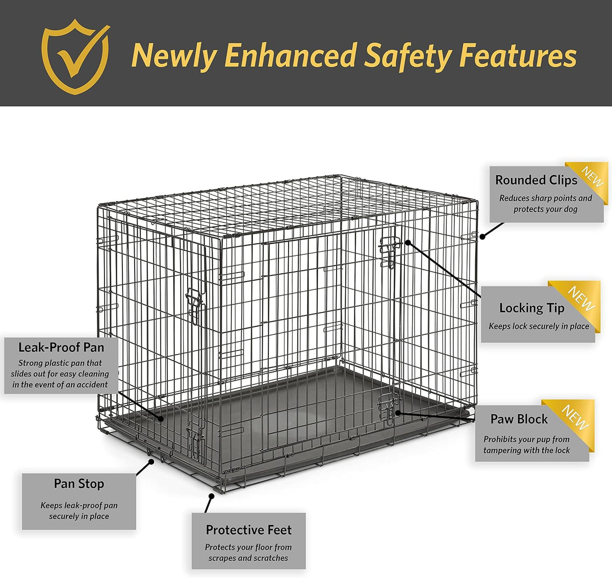 New World by Midwest 42-Inch Single Door Crate, for Large Breeds - Double Door - Black / XL (48"L) - image 4