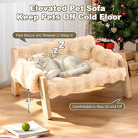 Elevated Cat Couch Bed for Indoor Cats - Brown - image 3