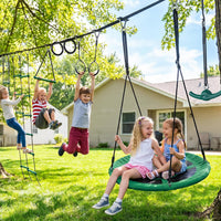 Hapfan 65 ft ninja warrior obstacle course for kids with saucer tree swing and climbing net - view 6