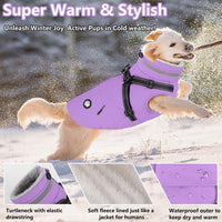 Dogcheer Dog Winter Coat with Harness - Taro Purple / Medium(Chest:20.8", Back:14.1" Neck:14.9") - image 3