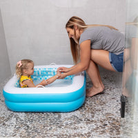 3-in-1 Inflatable Baby Pool, Safety Secure Grip Handles - 34" Square Summer Blue - image 3
