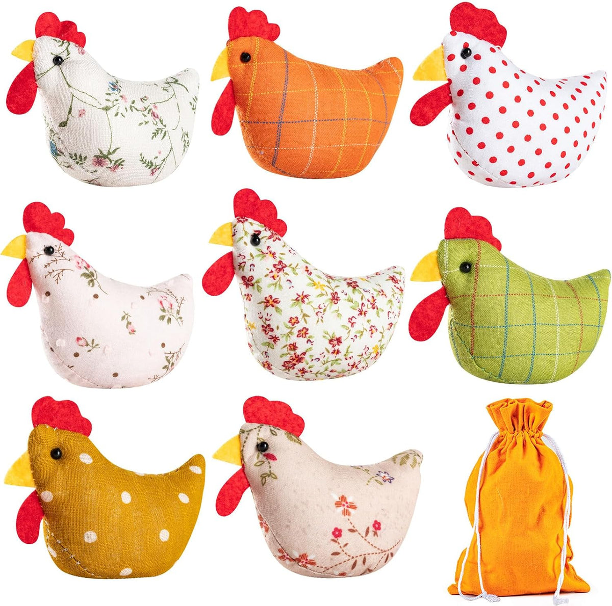 ZEBNYYA 8 chicken bean bags for kids in assorted colors with carry bag