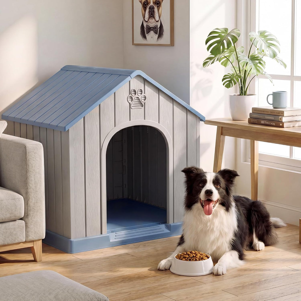 Fancyango Large Dog House for Medium to Large Dogs - Light Blue / 36.2" L × 38" W × 38" H - image 3