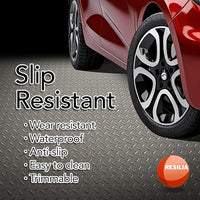 RESILIA Heavy Duty Garage Floor Runner & Protector Mat - Slip Resistant Diamond Plate PVC Mats - Water, Spill, & Stain Resistant, Sandstone (4 feet x 8 feet), Made in The USA