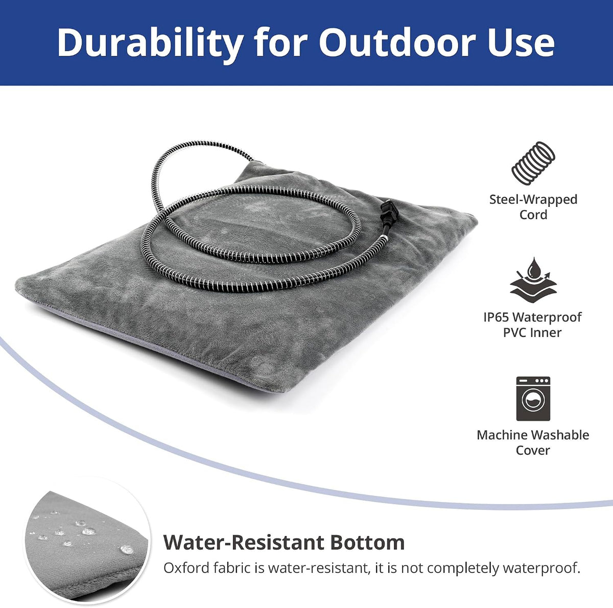 Outdoor Cat Heating Pad, 15.7" x 11.8", 30W, Grey – Essentials for Cats - Gray / 35.4"L x 23.6"W - image 4