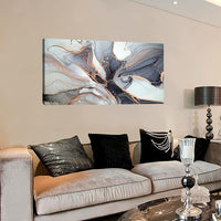 XXMWallArt FC3475 Framed Wall Art Gray and Gold Abstract Painting Background Abstract Canvas Wall Art Print Painting for Bedroom Living Room Office Wall Decor Home Decor