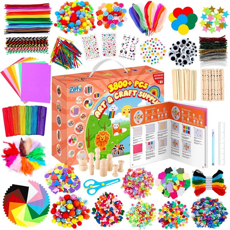 Zefy 3200+ Pcs Arts and Crafts Supplies for Kids - 3847 pcs
