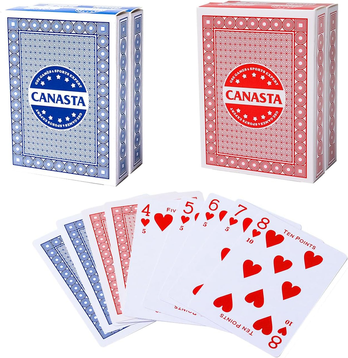 GSE canasta cards, 6-deck blue set with printed point values - view 7