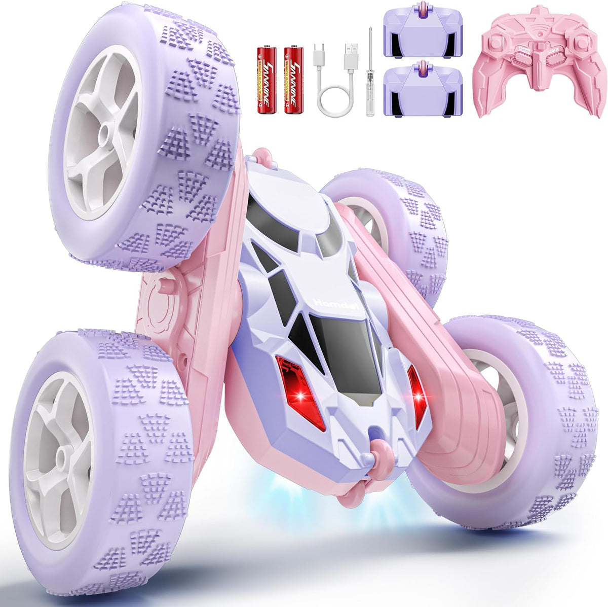 Hamdol Remote Control Car for Kids - Pink&purple / Pro (USB-C & Modular Battery)