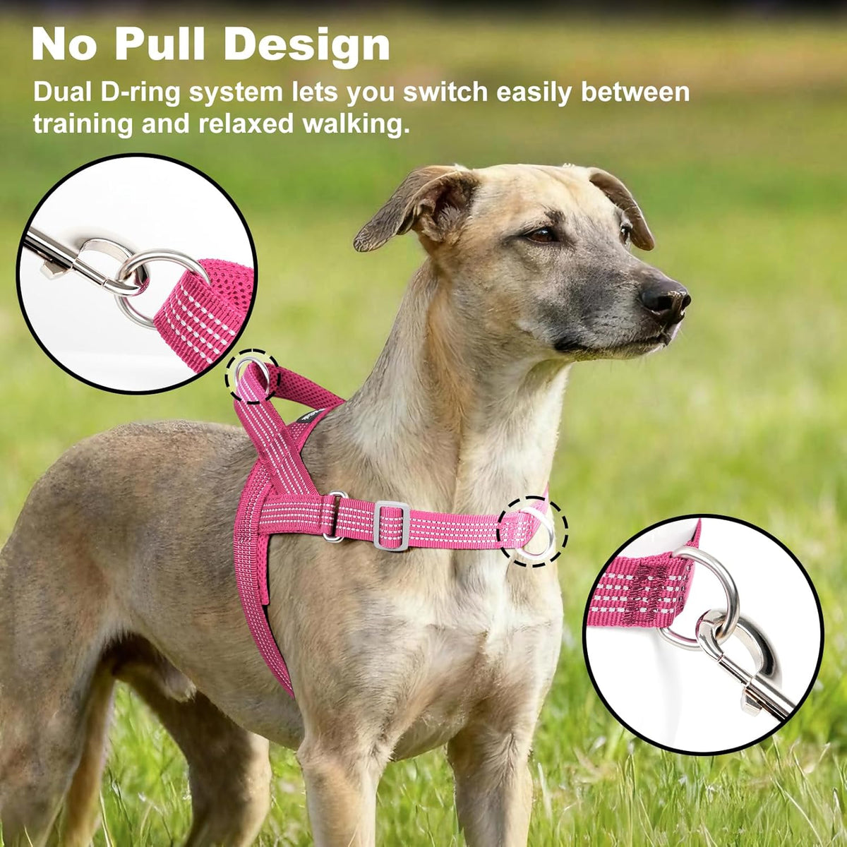 No Pull Dog Harness with Handle - Pink / M - image 2