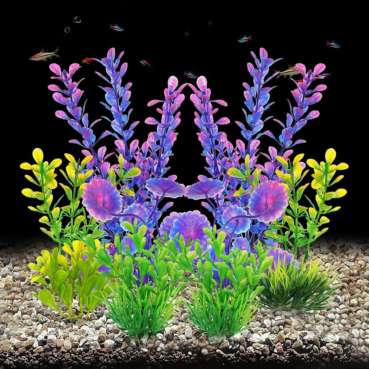 AQUANEAT Artificial Fish Tank Plants - Purple - image 2