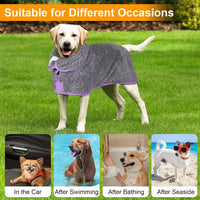 Unicorn Catcher Dog Bathrobe Super Absorbent Quick Drying Robe - XX-Large / Grey - image 3