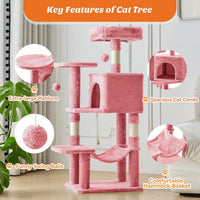 54 Inch Cat Tree Tower with Sisal Scratching Posts, Multi-Level – Essentials for Cats - Pink / 44IN - image 4