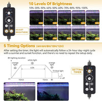 hygger 14W LED Aquarium Light, 12-18 Inch Fish Tank Light with Timer Auto On/Off, Sunrise Sunset Mode, Adjustable Brightness and Colors, Full Spectrum Light with Extendable Brackets for Freshwater