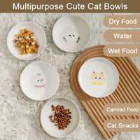 Ceramic Cat Bowls Set - 5.7 inch Wide Cat Food Bowls Whisker Fatigue Friendly, 5 Colorful Kitten - Cute Cat - image 4