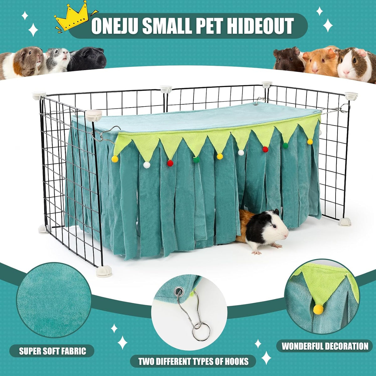 Guinea Pig Hideout, Guinea Pig Corner Hideout - Green / 23"L x 11.7"W x 11.2"TH - image 3