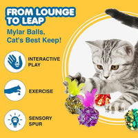SunGrow Cat Crinkle Balls - Multicolor (With Feather), 20 Pieces - image 2