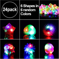 CCINEE 24Pcs Light Up Rings Flashing Assorted Colorful LED Rubber - 24pcs/Assorted Shapes - image 3