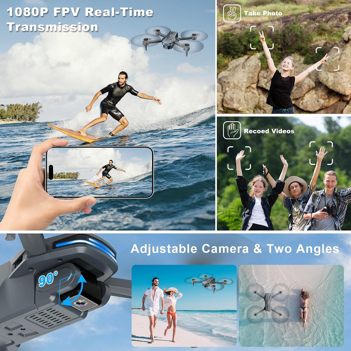 Velcase S101 foldable 1080P drone with camera, remote and carrying case - view 4