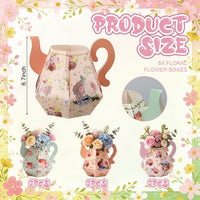 Fulmoon 6 Pcs Tea Party Decoration Flower Box Table Teapot - 6 / Rose Red Series - image 2