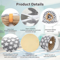 Bunny Tunnel Bed, 2-in-1 Collapsible Rabbit Tunnel Hideout with Mat – Essentials for Small Pets - Greystar - image 3
