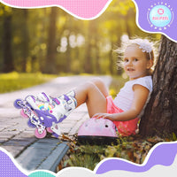 SULIFEEL Rainbow Unicorn Adjustable Kids Inline Skates for Girls Boys – Fun for Kids & Family - B Purple / Large - Youth - image 3