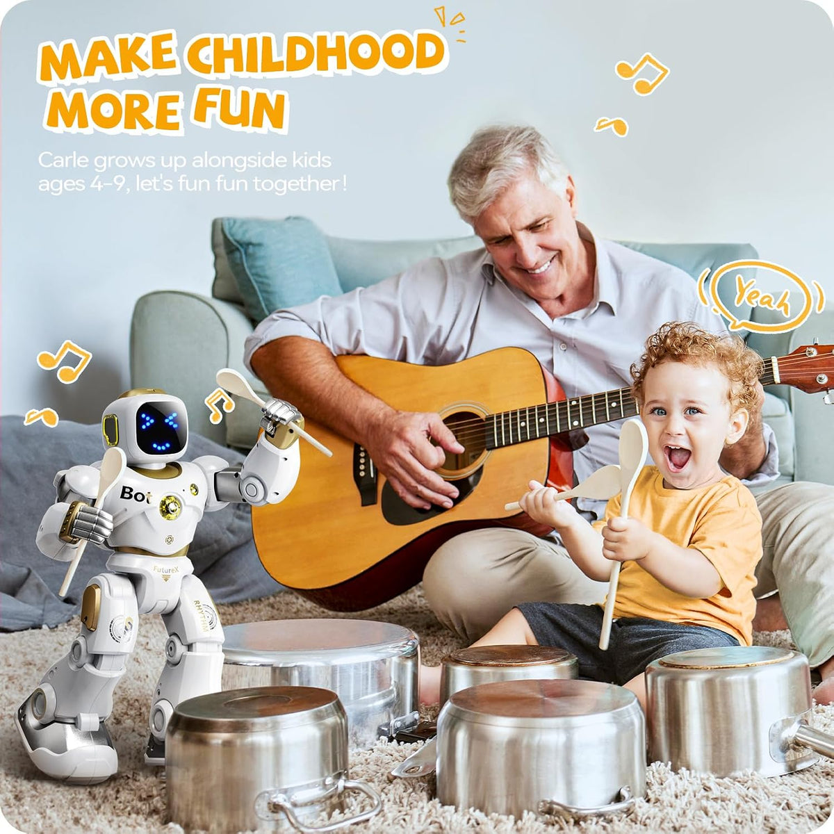 Ruko 1088 Smart Robot Toy for Kids - Gold - image 3
