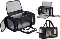 Cat Carrier Pet Travel Carrier by Airplane Approved Under seat - Black - image 3
