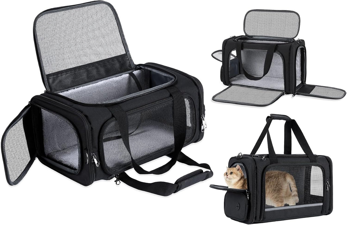 Cat Carrier Pet Travel Carrier by Airplane Approved Under seat - Black - image 3