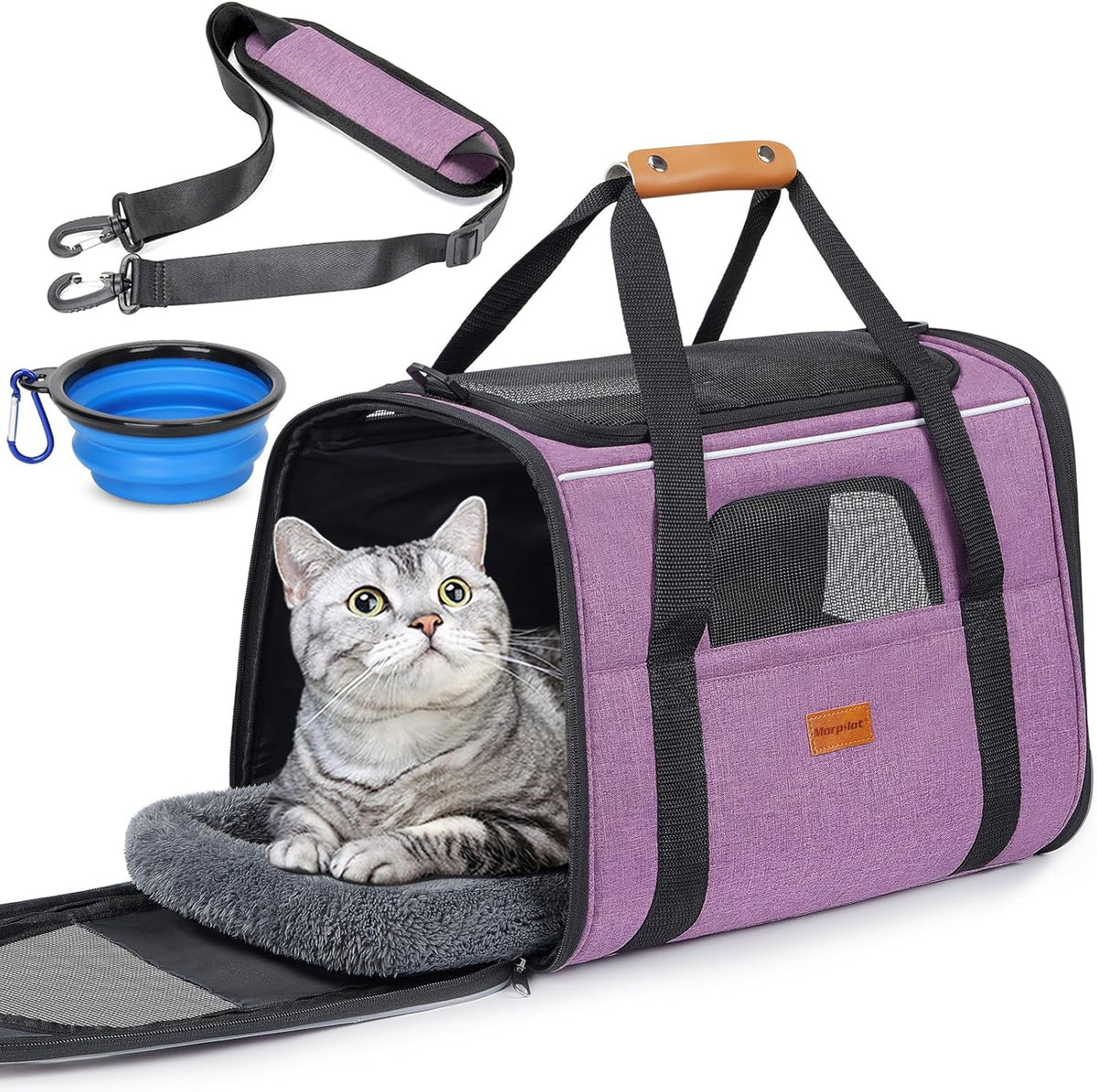 Morpilot Cat Carrier Soft for Large Medium Cats and Puppy up to – Essentials for Dogs - Purple / 18.0"L x 12.5"W x 14.0"H