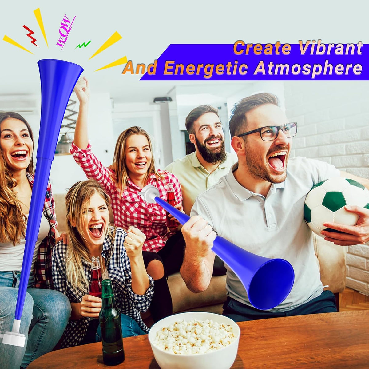 Collapsible Stadium Horn 24 Inch Vuvuzela Trumpet Blow Horns - Blue - image 4
