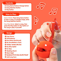 Otamatone Melody musical electronic instrument toy keychain in lime green note shape - view 6