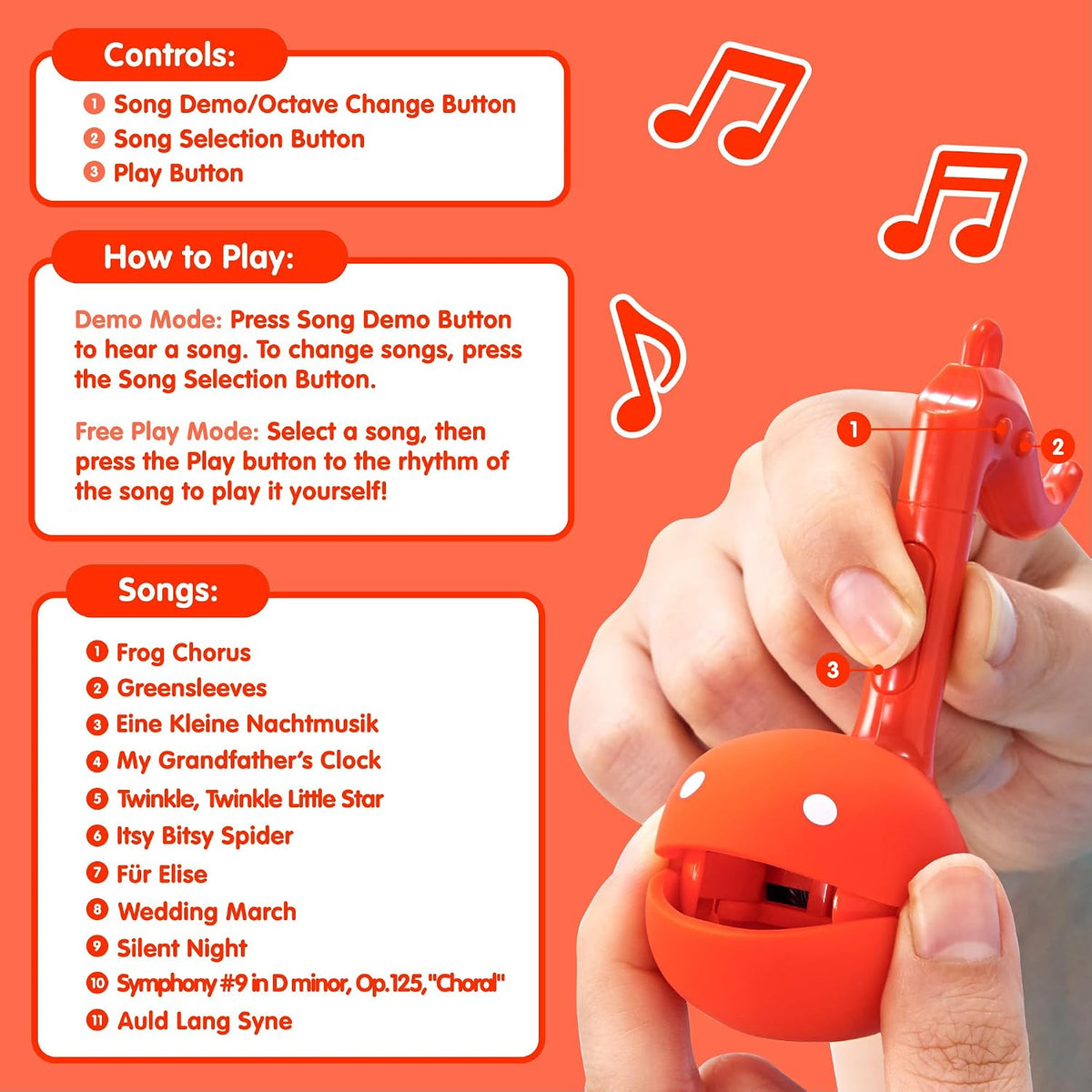 Otamatone Melody musical electronic instrument toy keychain in lime green note shape - view 6