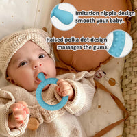 Teething Toys for Baby 3-6-12 Months 4 Pack P Shape - Q Shape Blue/Khaki/Green/Gray - image 4