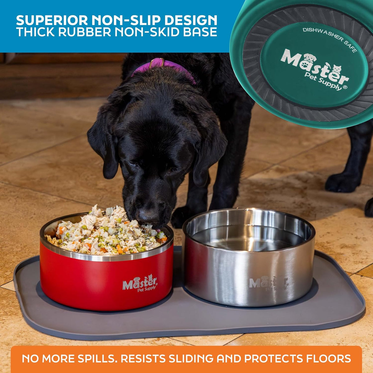 Master Pet Supply Stainless Steel Dog Bowls 128 oz Heavy Duty Aqua Sky – Essentials for Dogs - Emerald Sea / 16 Cups (128 oz) - image 3